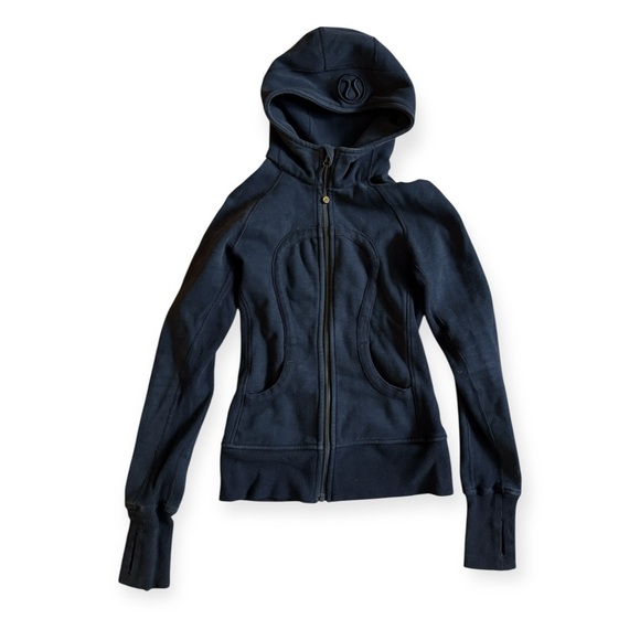 Lululemon Scuba Hoodie Black Full Zip Waist Shaper Size 2 Workout Everyday *read - Picture 1 of 7
